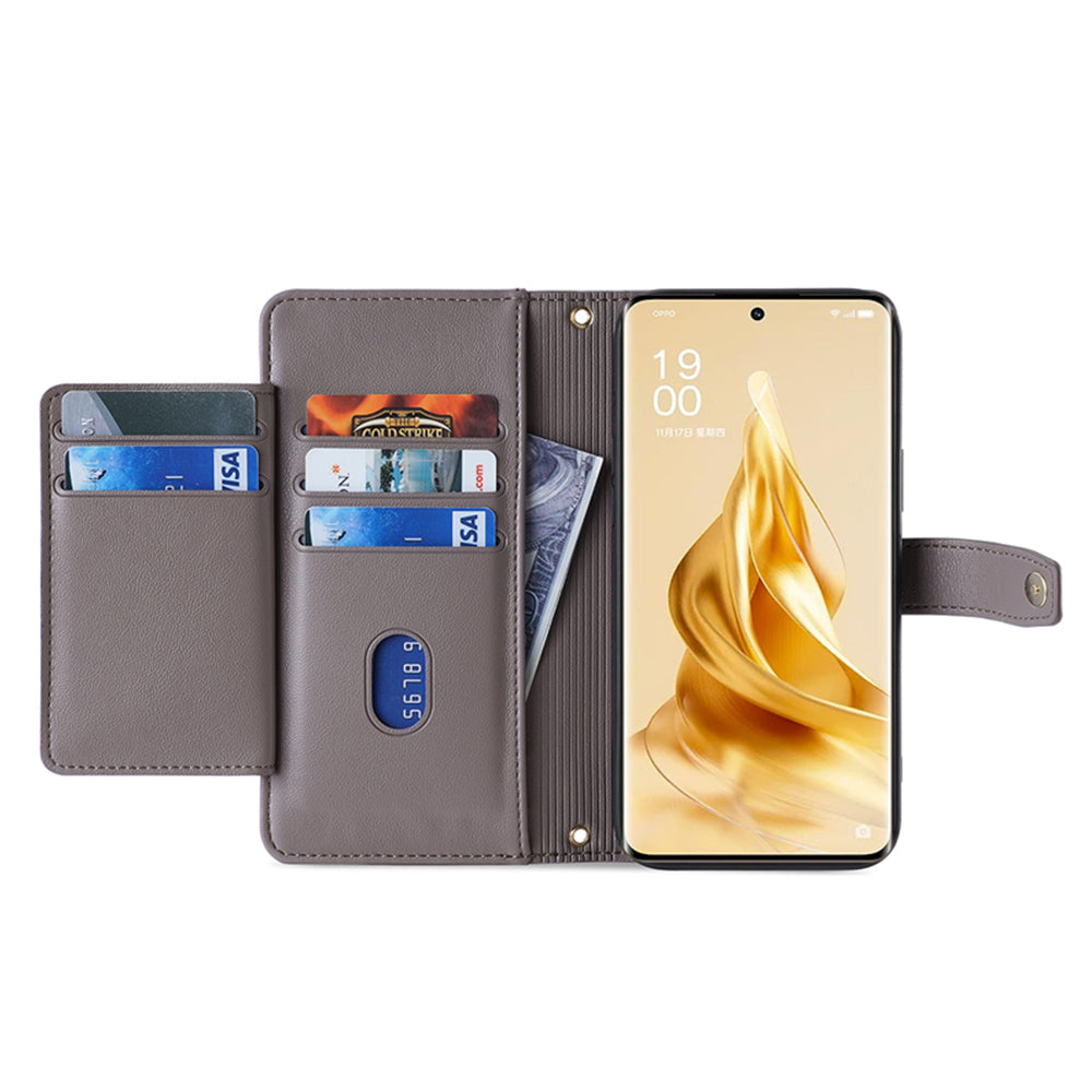 For Oppo Reno9 Pro 5G Textured PU Leather Wallet Phone Case Stand Multiple Card Slots Zipper Pocket Phone Cover with Wrist Strap and Shoulder Strap For Oppo Reno9 Pro 5G Textured PU Leather Wallet Phone Case Stand Multiple Card Slots Zipper Pocket Phone Cover with Wrist Strap and Shoulder Strap